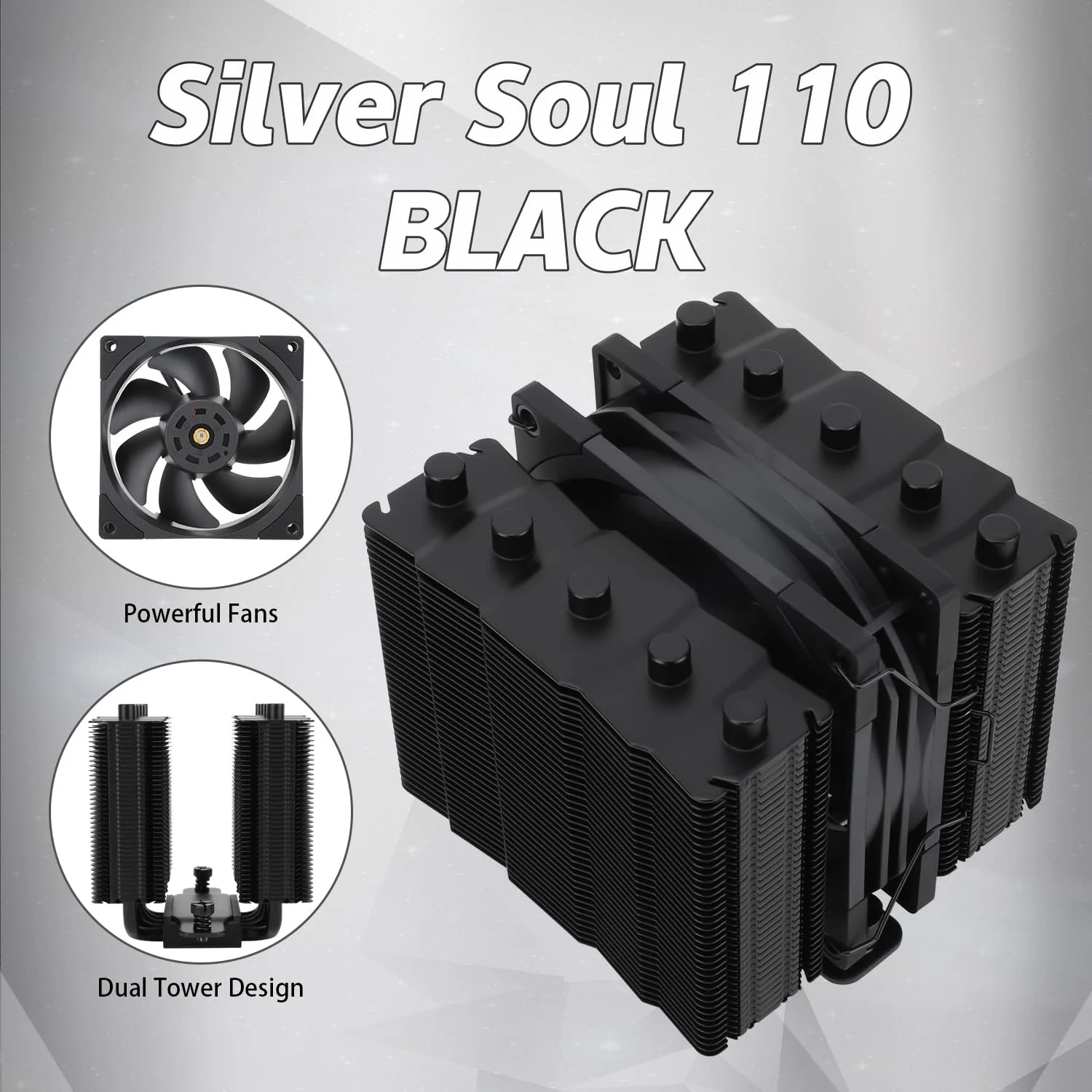 خنککننده بادی پردازنده Silver Soul 110 Black، خنککننده هیت سینک، ارتفاع 110 میلیمتر، فن PWM با سرعت بالای 2500 دور در دقیقه، برای AMD AM4 AM5/Intel 1700/1150/1151/1200/2011، خنککننده کامپیوتر خنککننده بادی پردازنده Silver Soul 110 Black، خنککننده هیت سینک، ارتفاع 110 میلیمتر، فن PWM با سرعت بالای 2500 دور در دقیقه، برای AMD AM4 AM5/Intel 1700/1150/1151/1200/2011، خنککننده کامپیوتر