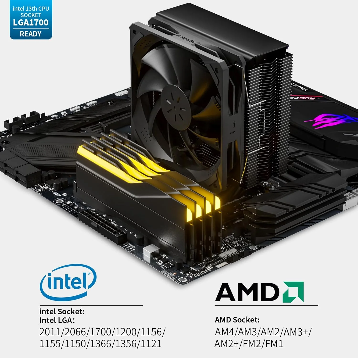 خنک کننده پردازنده بادی upHere P4K با 4 لوله حرارتی مسی 6 میلی متری و فن 120 میلی متری PWM 1800RPM 77.93CFM برای Intel LGA 2011/2066 (Mainboard X79/X99)/1700/1200/1150/1121/1155/1156/1366/AMD AM5/AM4