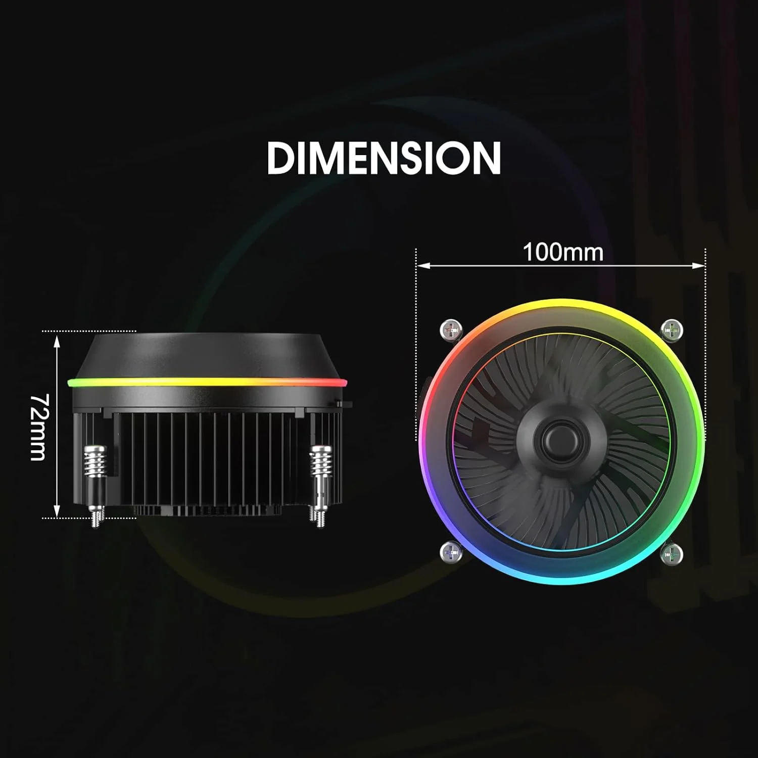 خنک کننده پردازنده Vetroo Eclipse با نورپردازی ARGB و طراحی کم حجم، فن PWM چهار پین 90 میلی‌متری، پره‌های آلومینیومی با کیفیت، خنک کننده هوای 95 واتی TDP فقط برای Intel LGA 1851 و 1700