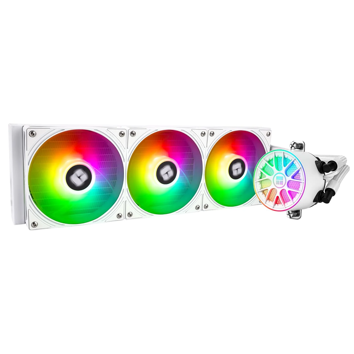 خنک کننده پردازنده مایع آکوا الیت 360 V6 ARGB سفید، فن های خنک کننده ARGB PWM با سرعت 2000RPM، برای اینتل Lga1150/1151/1155/1156/1200/2011/1700/1851، AMD: AM4/AM5، رادیاتور 360mm AIO