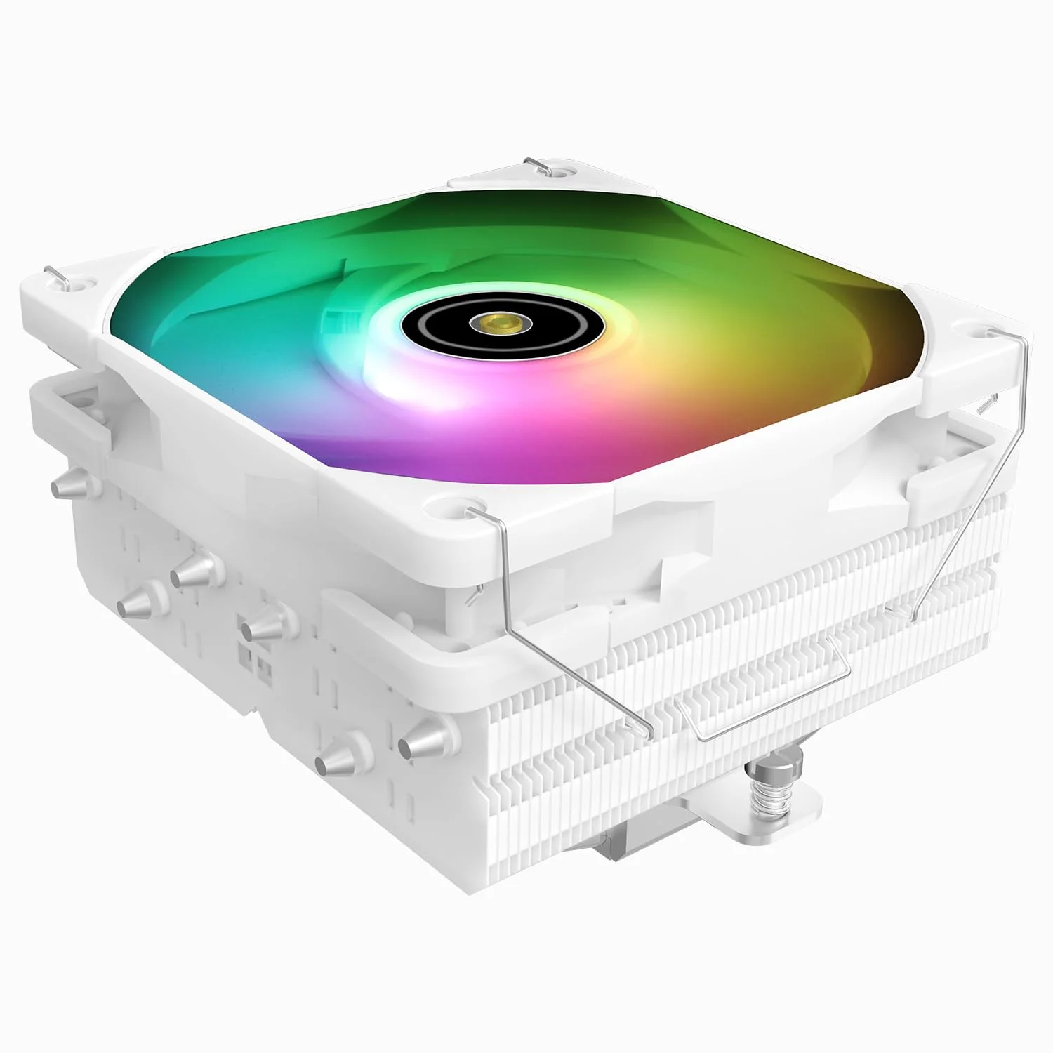خنک‌کننده بادی پردازنده SI-100 سفید ARGB، دارای 6 لوله حرارتی 6 میلی‌متری، فن خنک‌کننده بی‌صدای PWM 120 میلی‌متری با بلبرینگ S-FDB V2.0، فناوری AGHP 3.0، برای AMD AM4 AM5/Intel 1150/1151/1200/1700/2066، خنک‌کننده کامپیوتر