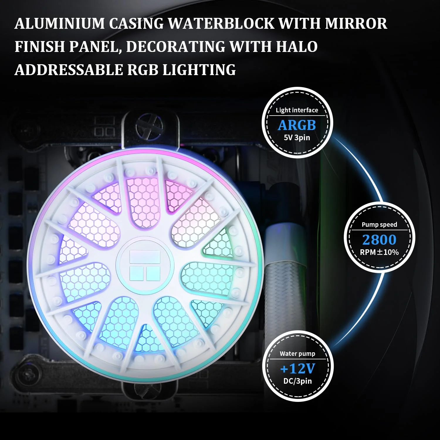 خنک کننده پردازنده مایع آکوا الیت 360 V6 ARGB سفید، فن های خنک کننده ARGB PWM با سرعت 2000RPM، برای اینتل Lga1150/1151/1155/1156/1200/2011/1700/1851، AMD: AM4/AM5، رادیاتور 360mm AIO