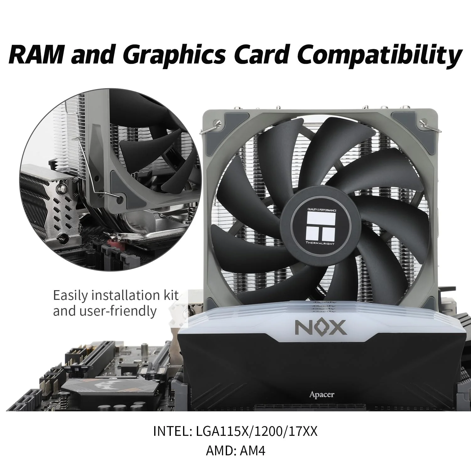 خنک کننده بادی پردازنده Assassin King 120 SE، AK120 SE، دارای 5 لوله حرارتی، فناوری AGHP، فن خنک کننده پردازنده TL-C12C PWM Quiet Fan با بلبرینگ S-FDB، برای AMD AM4 AM5/Intel 1150/1151/1200/1700، خنک کننده کامپیوتر