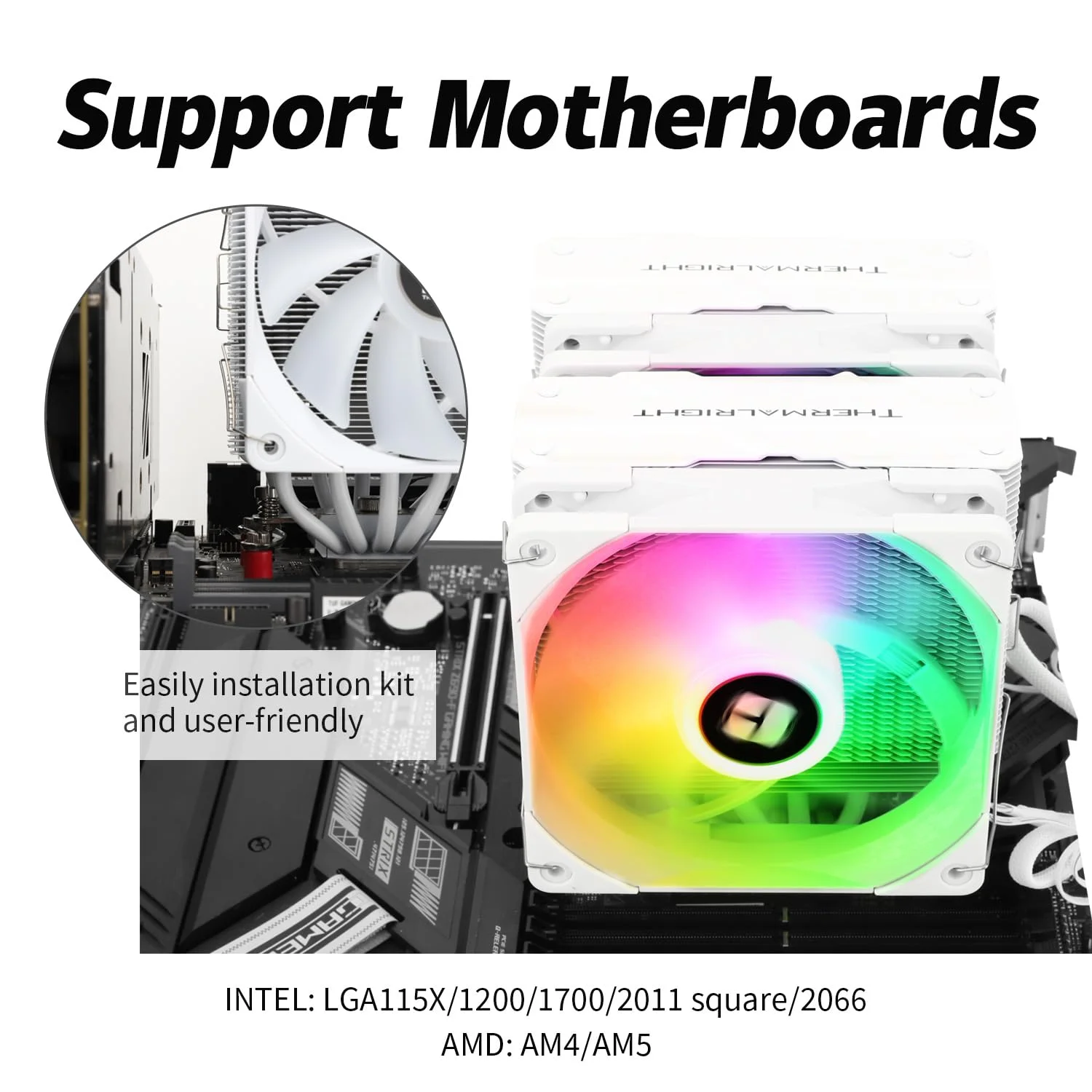 خنک کننده بادی پردازنده Peerless Assassin 120 سفید ARGB، دارای 6 لوله حرارتی، دو فن PWM مدل TL-C12W-S، پوشش هیت سینک آلومینیومی، فناوری AGHP، برای AMD AM4 AM5 / Intel LGA 115X/1851/1200/2011/1700، خنک کننده کامپیوتر خنک کننده بادی پردازنده Peerless Assassin 120 سفید ARGB، دارای 6 لوله حرارتی، دو فن PWM مدل TL-C12W-S، پوشش هیت سینک آلومینیومی، فناوری AGHP، برای AMD AM4 AM5 / Intel LGA 115X/1851/1200/2011/1700، خنک کننده کامپیوتر