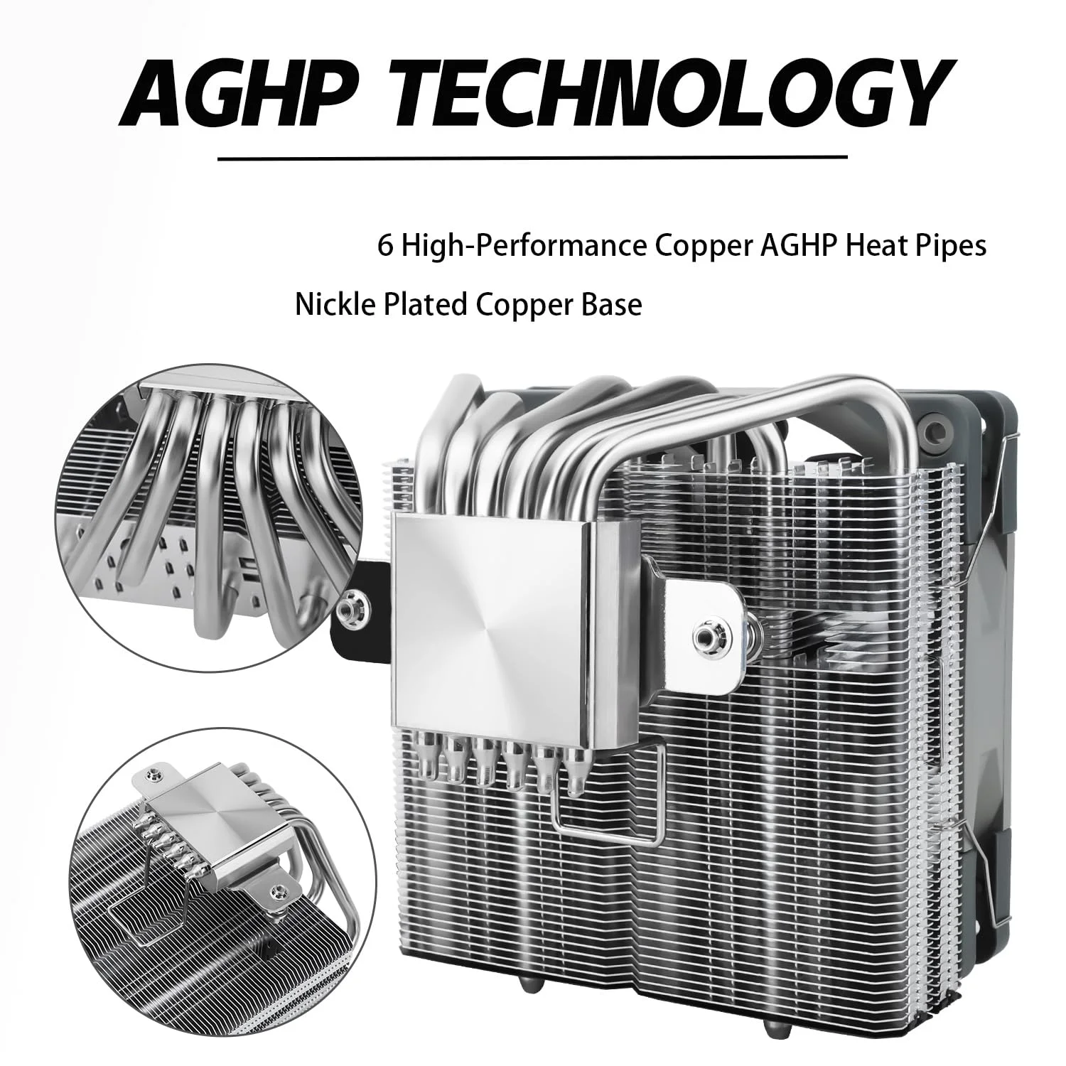 خنک کننده بادی پردازنده SI-100، دارای 6 لوله حرارتی 6 میلی‌متری، فن خنک کننده پردازنده TL-E12 PWM با بلبرینگ S-FDB V2.0، فناوری AGHP 3.0، برای AMD AM4 AM5/Intel 1150/1151/1200/1700/2011/1851