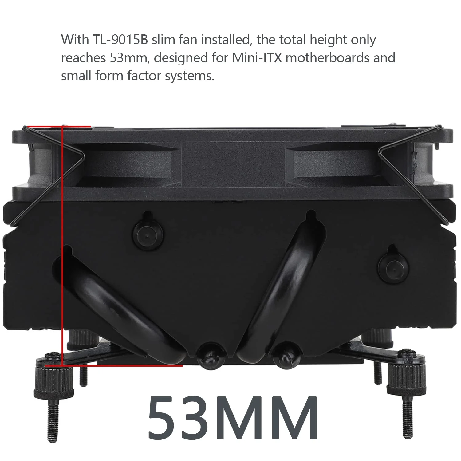 خنک کننده پردازنده بادی کم ارتفاع AXP90-X53 مشکی، با فن باریک PWM 92 میلی‌متری برای خنک کننده ITX با سرعت بالا 2700 دور در دقیقه، فناوری AGHP 3.0، برای AMD AM4 AM5/Intel 1150/1151/1200/1700