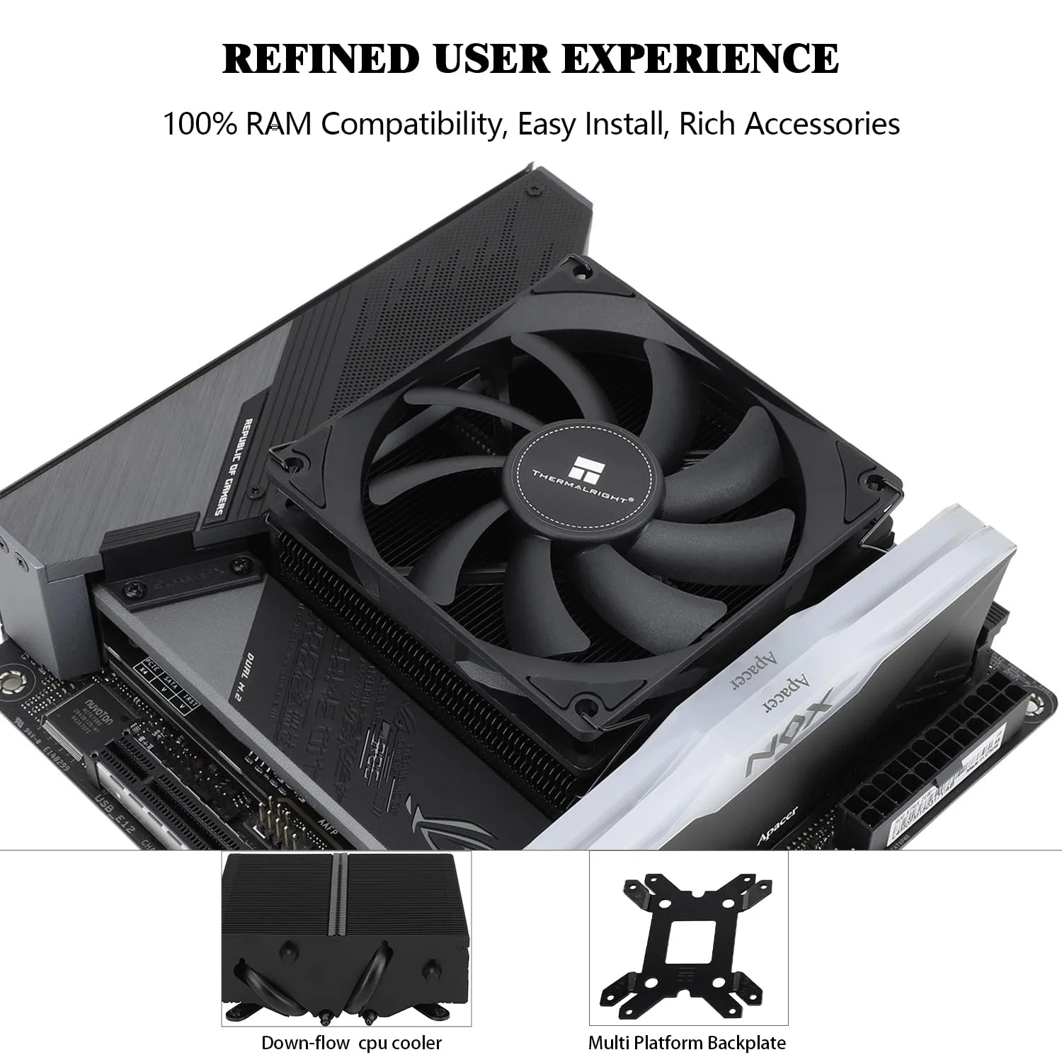 خنک کننده پردازنده بادی کم ارتفاع AXP90-X53 مشکی، با فن باریک PWM 92 میلی‌متری برای خنک کننده ITX با سرعت بالا 2700 دور در دقیقه، فناوری AGHP 3.0، برای AMD AM4 AM5/Intel 1150/1151/1200/1700