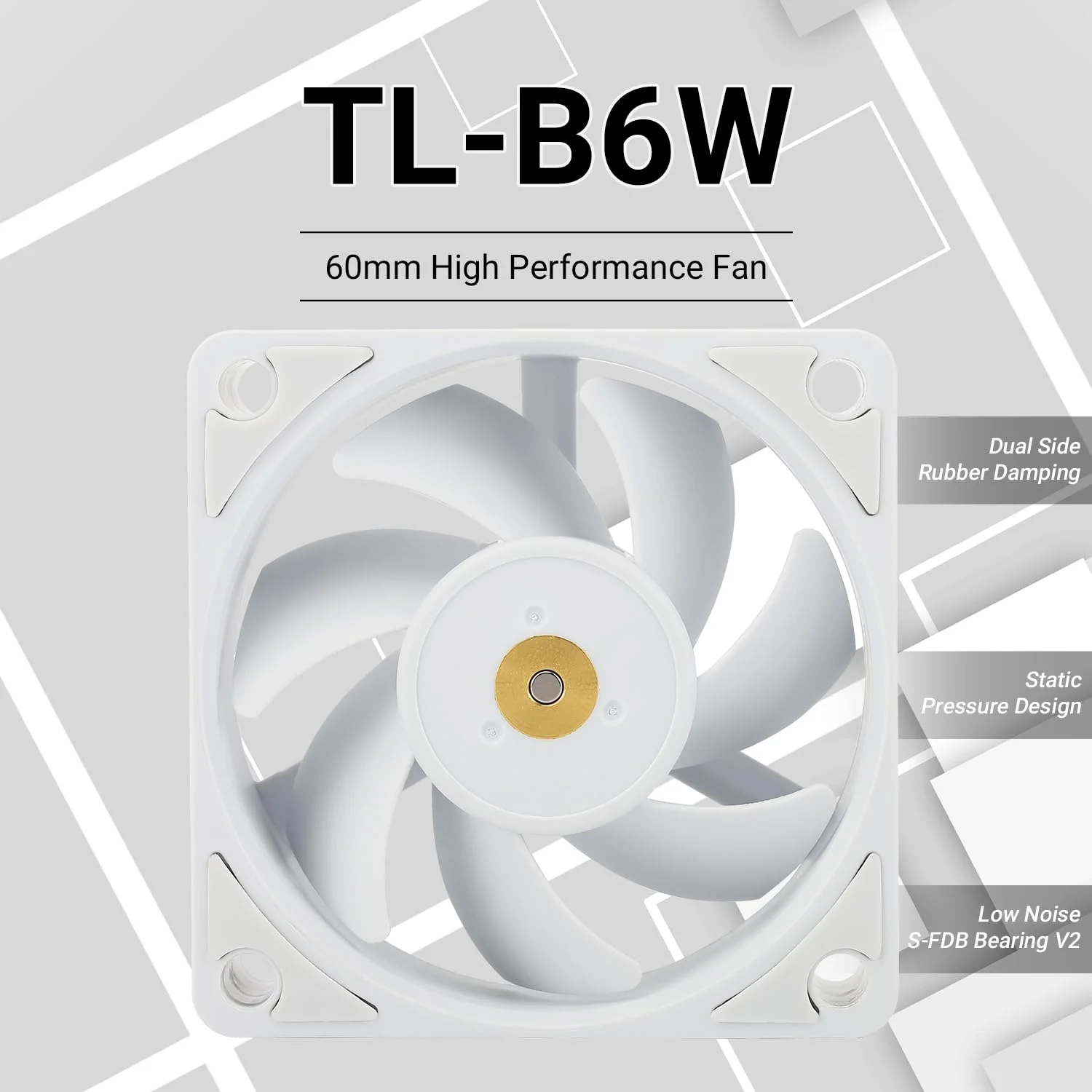 فن خنک کننده پردازنده Thermalright TL-B6W، فن خنک کننده کیس، 6025، فن بی صدا خنک کننده کامپیوتر، فن پردازنده یخی سفید، 3200 دور در دقیقه (TL-B6W)