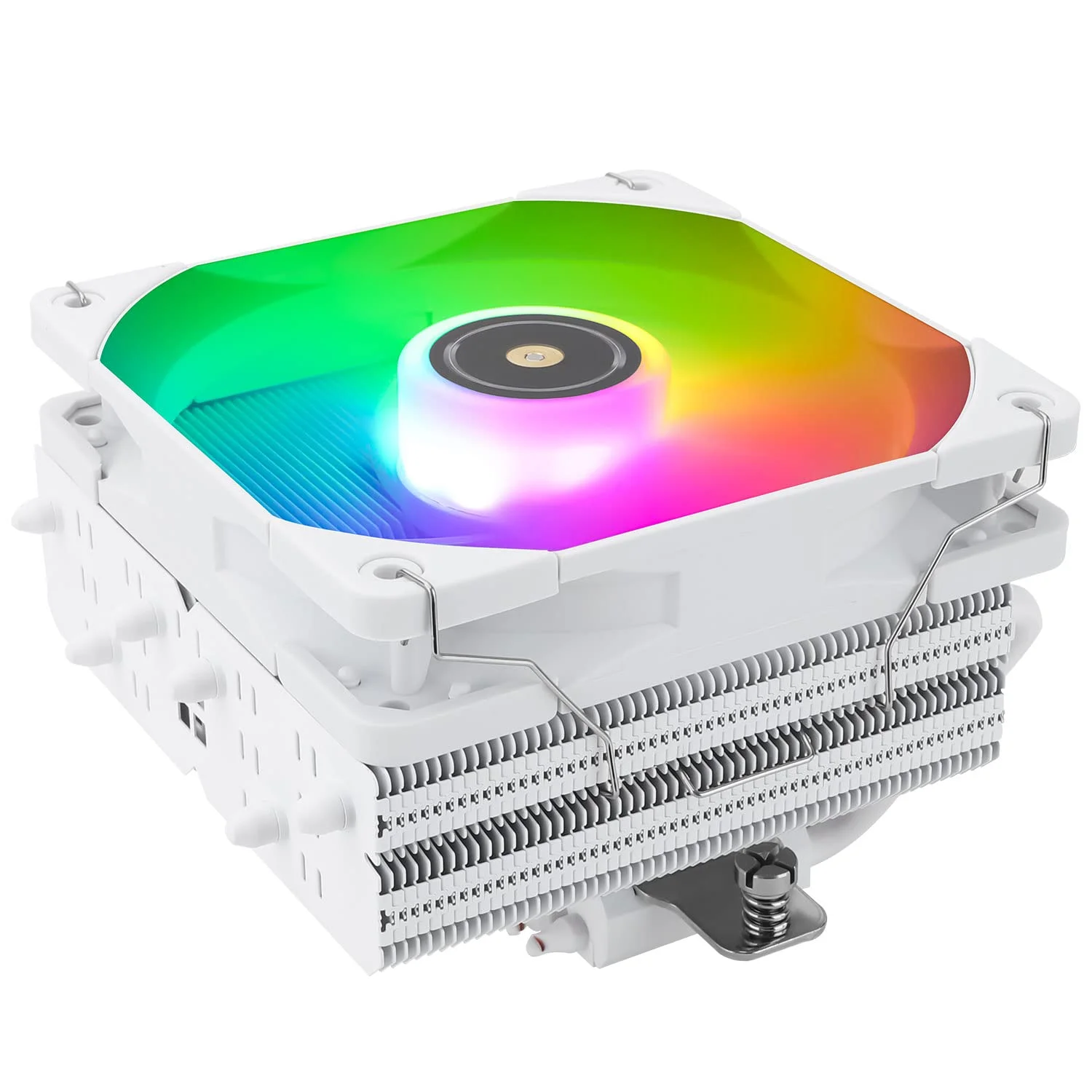 خنک‌کننده پردازنده بادی Thermalright SI-100 White ARGB ITX، دارای 6 لوله حرارتی 6 میلی‌متری، فن خنک‌کننده بی‌صدای PWM 120 میلی‌متری، ارتفاع 110 میلی‌متر، برای AM4/AM5، Intel lga1150/1151/1200/1700/1851/2011، خنک‌کننده کامپیوتر کم ارتفاع 100 میلی‌متری
