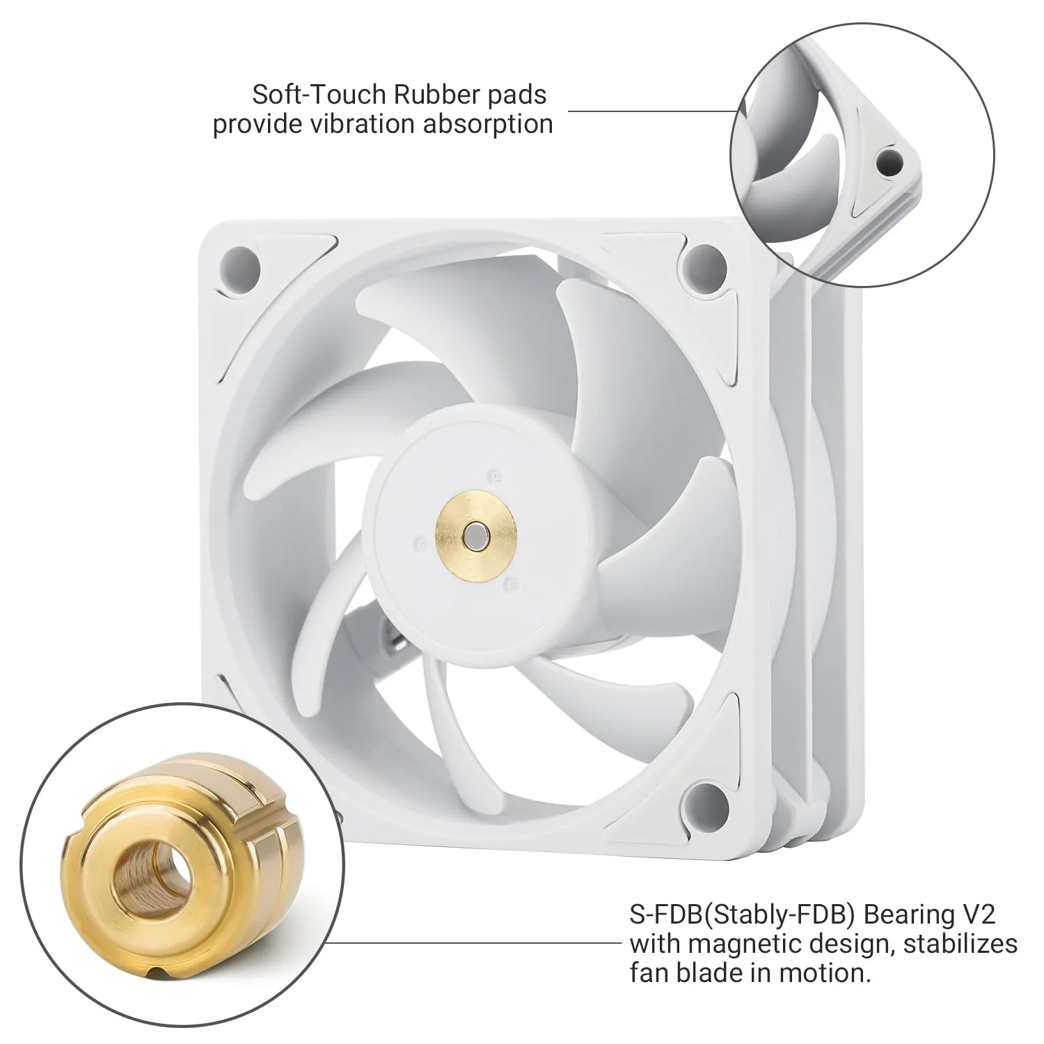 فن خنک کننده پردازنده Thermalright TL-B6W، فن خنک کننده کیس، 6025، فن بی صدا خنک کننده کامپیوتر، فن پردازنده یخی سفید، 3200 دور در دقیقه (TL-B6W)