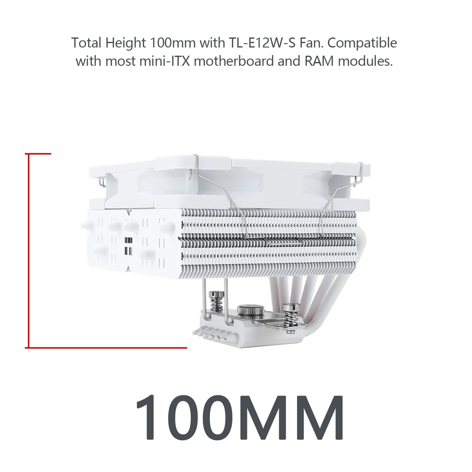 خنک‌کننده پردازنده بادی Thermalright SI-100 White ARGB ITX، دارای 6 لوله حرارتی 6 میلی‌متری، فن خنک‌کننده بی‌صدای PWM 120 میلی‌متری، ارتفاع 110 میلی‌متر، برای AM4/AM5، Intel lga1150/1151/1200/1700/1851/2011، خنک‌کننده کامپیوتر کم ارتفاع 100 میلی‌متری