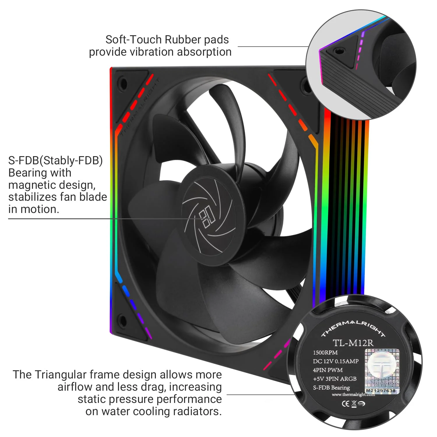 فن 120 میلیمتری Thermalright TL-M12R برای کیس CPU با نور ARGB آینهای، 4 پین PWM بیصدا، برای خنککننده مایع و بادی CPU، فن معکوس ARGB بیصدا (مشکی) فن 120 میلیمتری Thermalright TL-M12R برای کیس CPU با نور ARGB آینهای، 4 پین PWM بیصدا، برای خنککننده مایع و بادی CPU، فن معکوس ARGB بیصدا (مشکی)