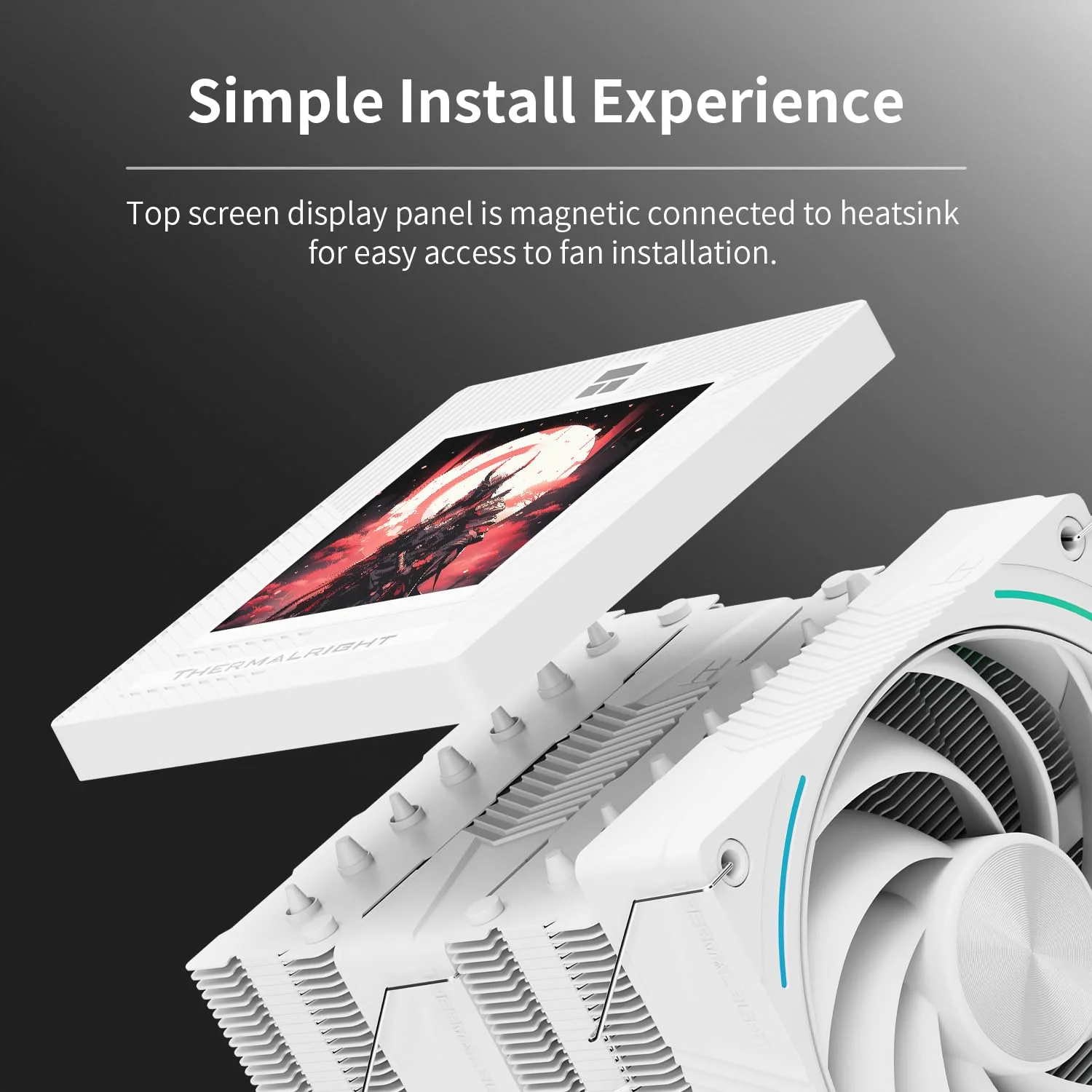 خنک‌کننده پردازنده Thermalright Phantom Spirit 120 Vision Snow، هیت سینک PC با 7 لوله حرارتی، صفحه نمایش مغناطیسی 3.95 اینچی با رزولوشن 480x480، برای AM4/AM5 و Intel LGA1700/1851/115x