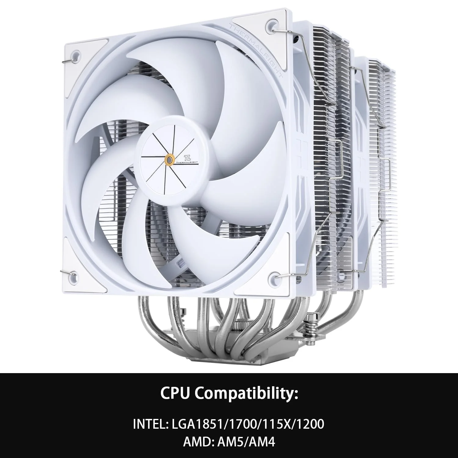 خنک کننده پردازنده Thermalright Peerless Assassin 120 White V3، دارای 6 لوله حرارتی با فناوری AGHP، دو فن PWM 120 میلی متری، سرعت 2000 دور در دقیقه، برای AMD:AM4 AM5/Intel LGA 1851/1700/1150/1151/1200/2011، خنک کننده کامپیوتر