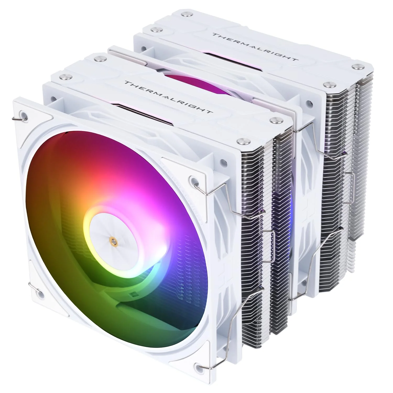 خنک‌کننده بادی پردازنده Thermalright Peerless Assassin 120 ARGB White V3، دارای 6 لوله حرارتی، دو فن 120 میلی‌متری، پوشش بالایی سفید، برای AM4/AM5، Intel lga1851/1700/115X/1200/2011، رادیاتور با عملکرد بالا