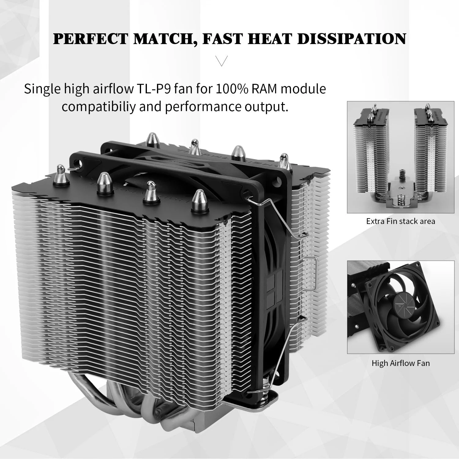 خنک‌کننده پردازنده Thermalright Peerless Assassin 90 SE، خنک‌کننده بادی پردازنده با 4 لوله حرارتی، دو برج و فن PWM 90 میلی‌متری، با سرعت 2200 دور در دقیقه، خنک‌کننده یخی پردازنده، برای Intel LGA 1700|1851|1150|1151|1200;AMD:AM4|AM5