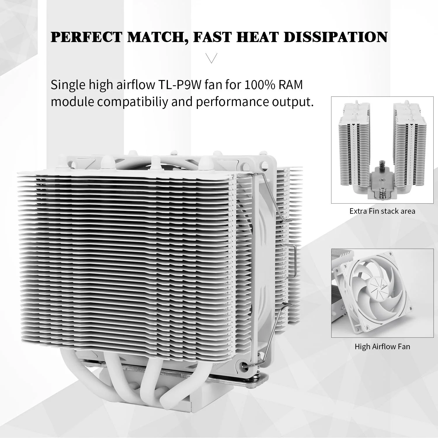 خنک کننده پردازنده Thermalright Peerless Assassin 90 SE White، خنک کننده بادی پردازنده با 4 لوله حرارتی، دو برج و فن PWM، با سرعت 2200 دور در دقیقه، برای Intel LGA 1700|1851|1150|1151|1200; AMD: AM4|AM5 خنک کننده پردازنده Thermalright Peerless Assassin 90 SE White، خنک کننده بادی پردازنده با 4 لوله حرارتی، دو برج و فن PWM، با سرعت 2200 دور در دقیقه، برای Intel LGA 1700|1851|1150|1151|1200; AMD: AM4|AM5