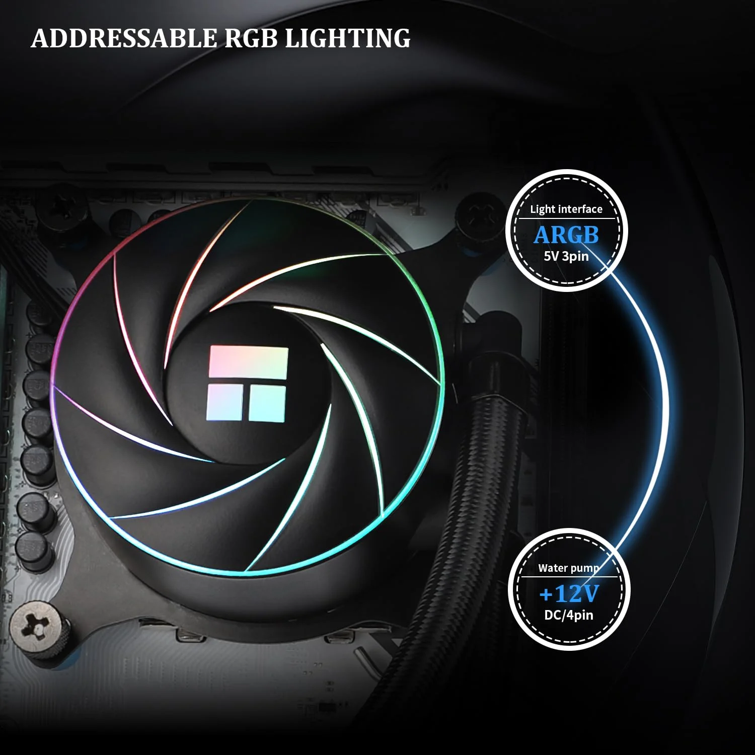 خنک کننده مایع پردازنده Thermalright Aqua Elite 240 ARGB V4، سایز رادیاتور 240، 2 عدد فن 120mm PWM، خنک کننده پردازنده کامپیوتر، برای AMD: AM4/AM5، Intel LGA1851/1700/1150/1151/1155/1156/1200/2011 (مشکی)