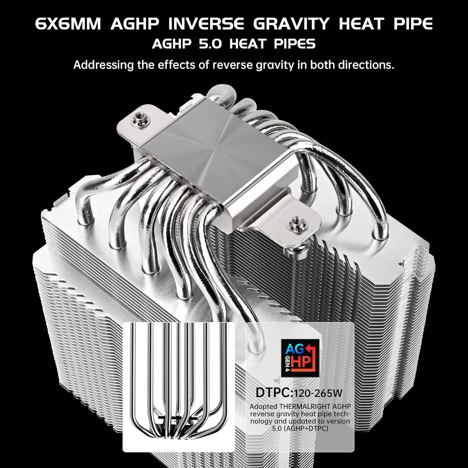 خنک کننده بادی پردازنده Thermalright Peerless Assassin 120 SE V2 - دارای 6 لوله حرارتی با فناوری AGHP GEN 5.0 | فن های 120 میلی متری PWM با سرعت 1850 دور در دقیقه، برای Intel 1851/1700/115X/1200، AMD AM4/AM5