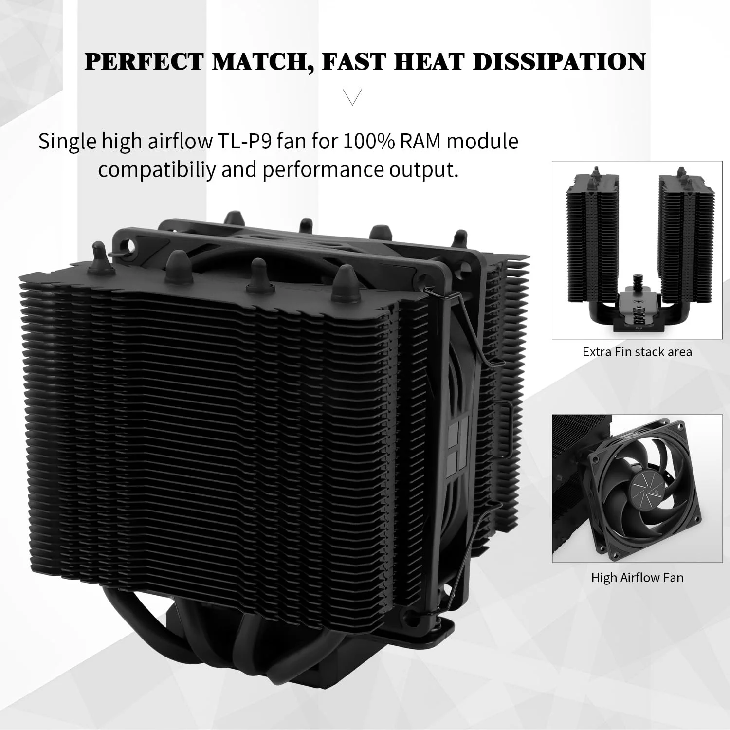 خنک‌کننده بادی پردازنده Thermalright Peerless Assassin 90 SE Black، خنک‌کننده دو برج، فن خنک‌کننده پردازنده 110 میلی‌متری، رادیاتور کامپیوتر، برای AMD:AM4/AM5/Intel LGA 1851/1700/115X/1200 (PA90SE Black)