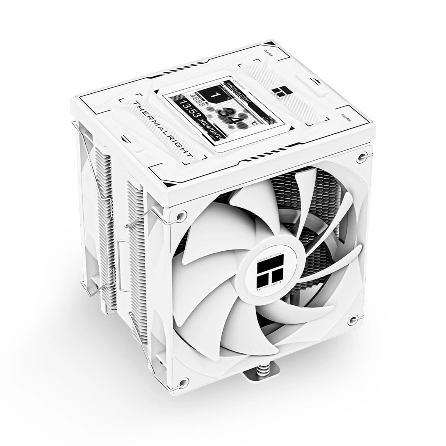 خنک‌کننده پردازنده Thermalright Burst Assassin 120 Vision White، صفحه نمایش LCD با رزولوشن 320x240 اینچ، رادیاتور با عملکرد بالا، برای LGA1851/1700 و AM4/AM5، خنک کننده پردازنده با ارتفاع 156 میلی‌متر