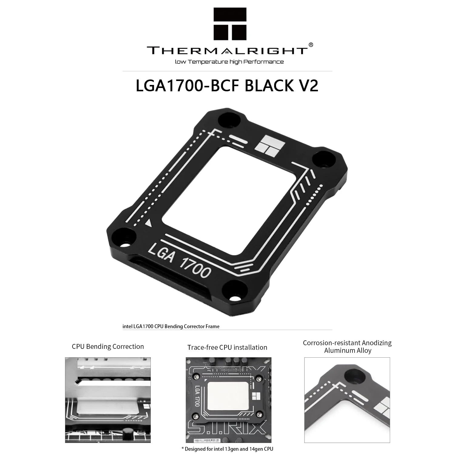 نگهدارنده ضد خمیدگی پردازنده Thermalright LGA1700-BCF Black V2، تثبیت کننده ضد خمیدگی نسل 12/13/14 اینتل، براکت اصلاح کننده پردازنده اینتل، خم کننده اصلاحی پردازنده LGA17XX، تثبیت کننده کامل LGA1700