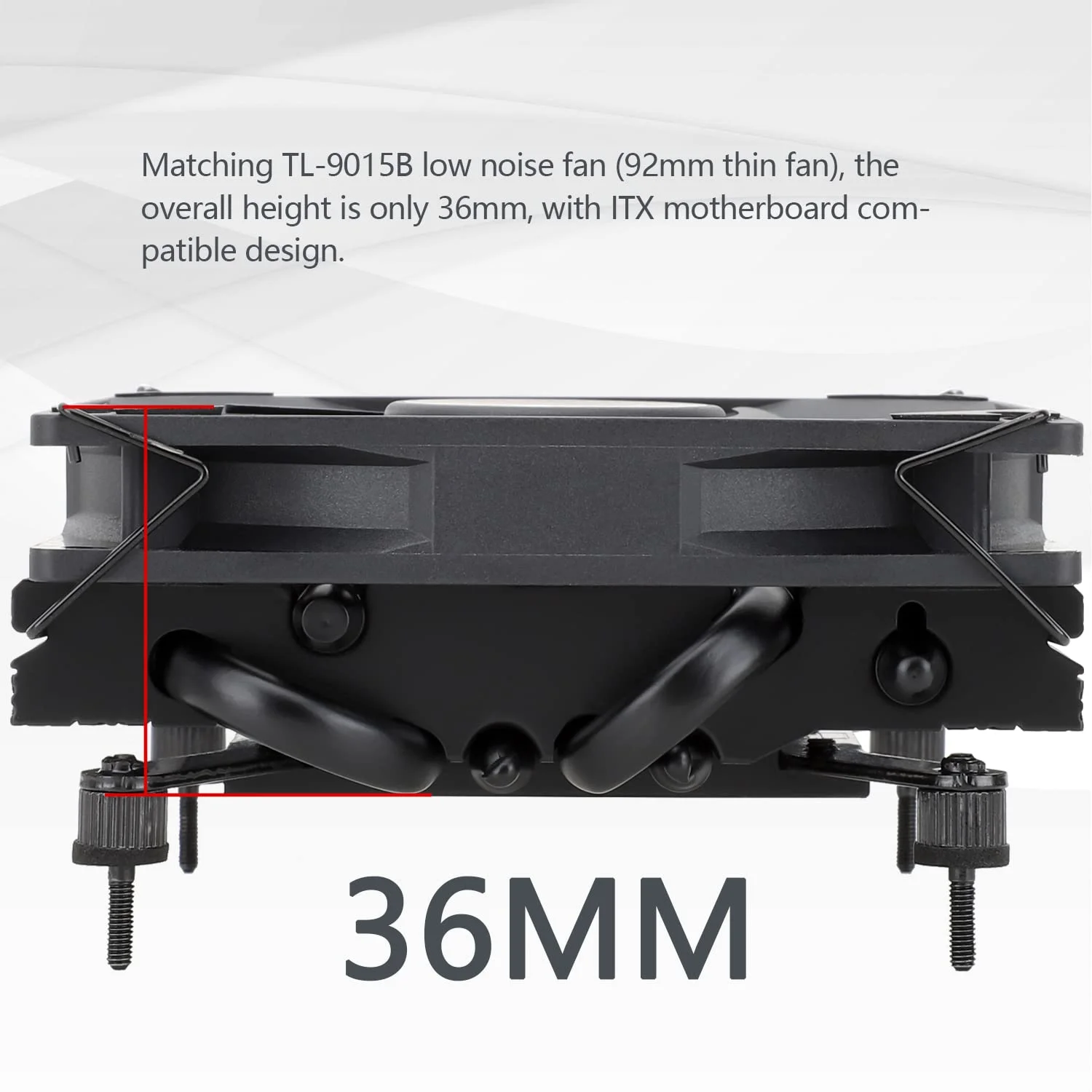 خنک کننده پردازنده کم ارتفاع Thermalright AXP90 X36 مشکی، با فن باریک PWM مدل TL-9015B سایز 92 میلی‌متری، خنک کننده پردازنده ITX، فناوری AGHP، ارتفاع 36 میلی‌متری، برای AMD AM4 AM5/Intel 1150/1151/1155/1851/1200/1700 (AXP90 X36 مشکی)