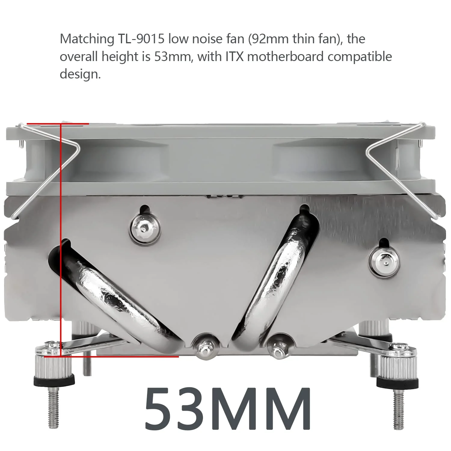 خنک‌کننده پردازنده Thermalright AXP-90 X53 با فن PWM مدل TL-9015 سایز 90 میلی‌متری، 4 لوله حرارتی، ارتفاع 53 میلی‌متر، برای AMD AM4/Intel LGA 1150/1151/1155/1851/1200 (AXP-90 X53)