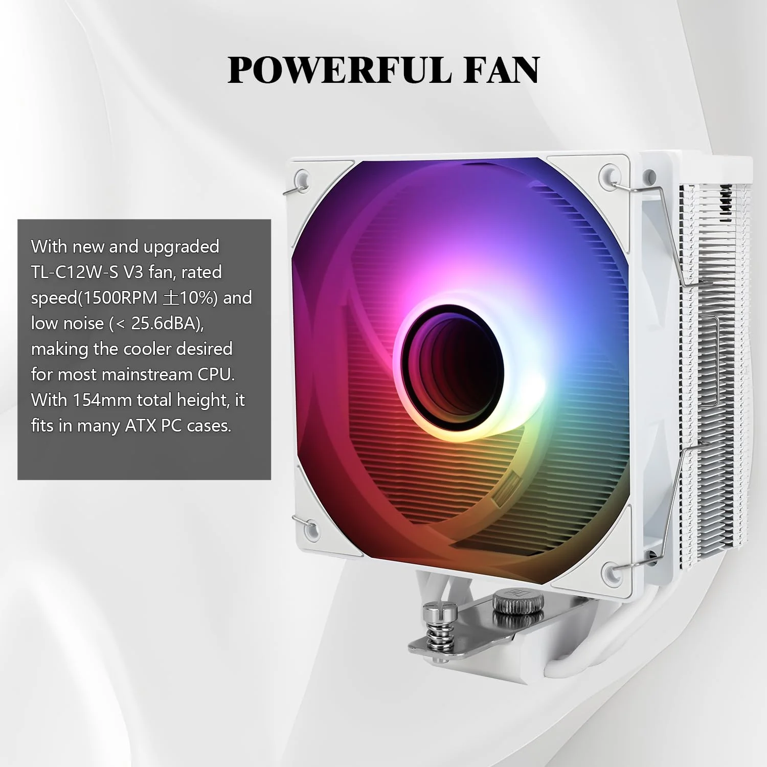 خنک کننده پردازنده Thermalright Assassin Spirit 120 Vision ARGB سفید، خنک کننده هیت سینک کامپیوتر با 4 لوله حرارتی، خنک کننده پردازنده با صفحه نمایش 1.54 اینچی، قدرت تفکیک 240*240، برای AM4/AM5 و LGA1700/1851/115X