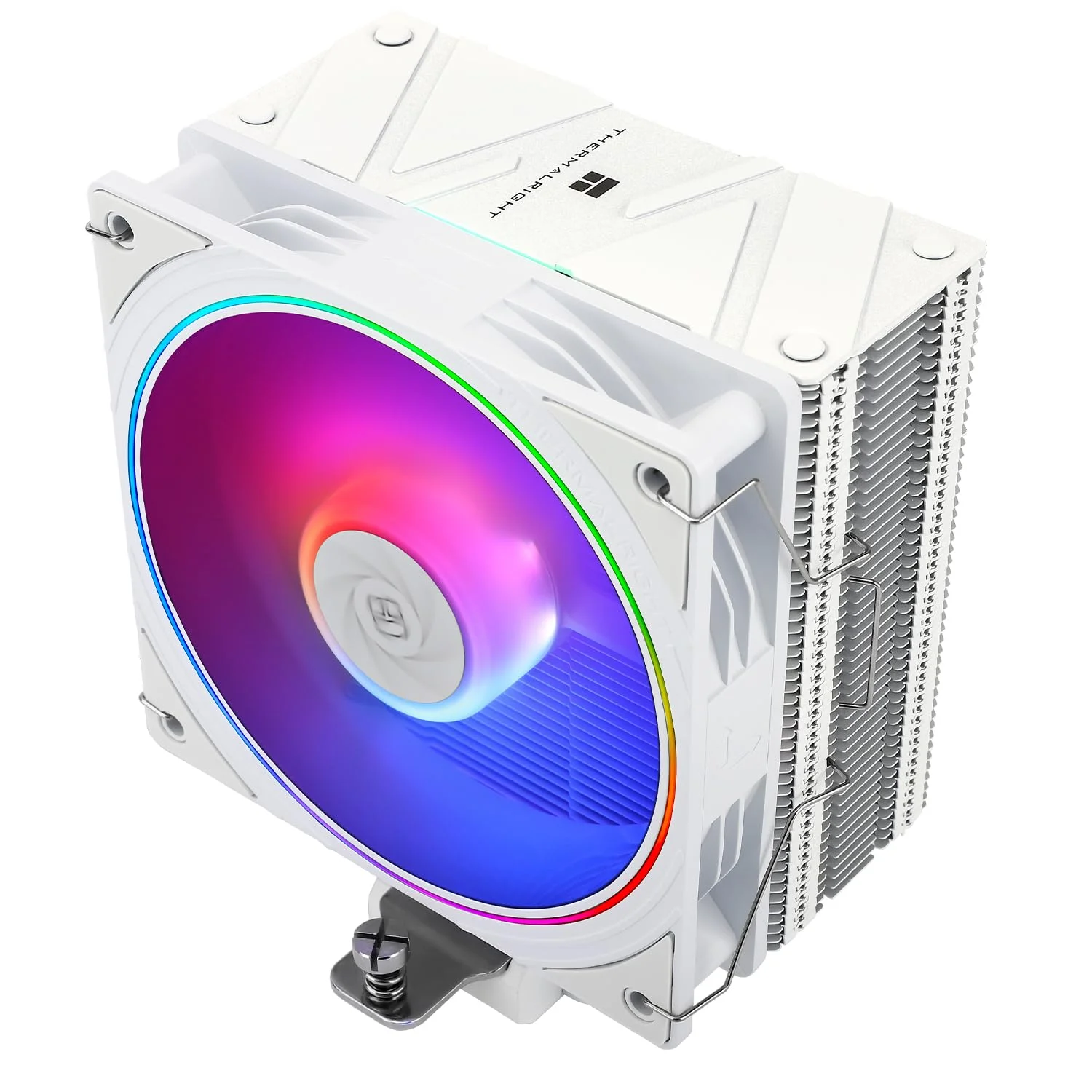خنک‌کننده بادی پردازنده Thermalright Assassin Spirit 120 EVO White ARGB، سرعت 2000 دور در دقیقه، 4 لوله حرارتی، فن 12 سانتی‌متری سفید PWM بی‌صدا با بلبرینگ S-FDB، برای AMD AM4 AM5 / Intel 1700/1150/1151/1200، خنک کننده کامپیوتر
