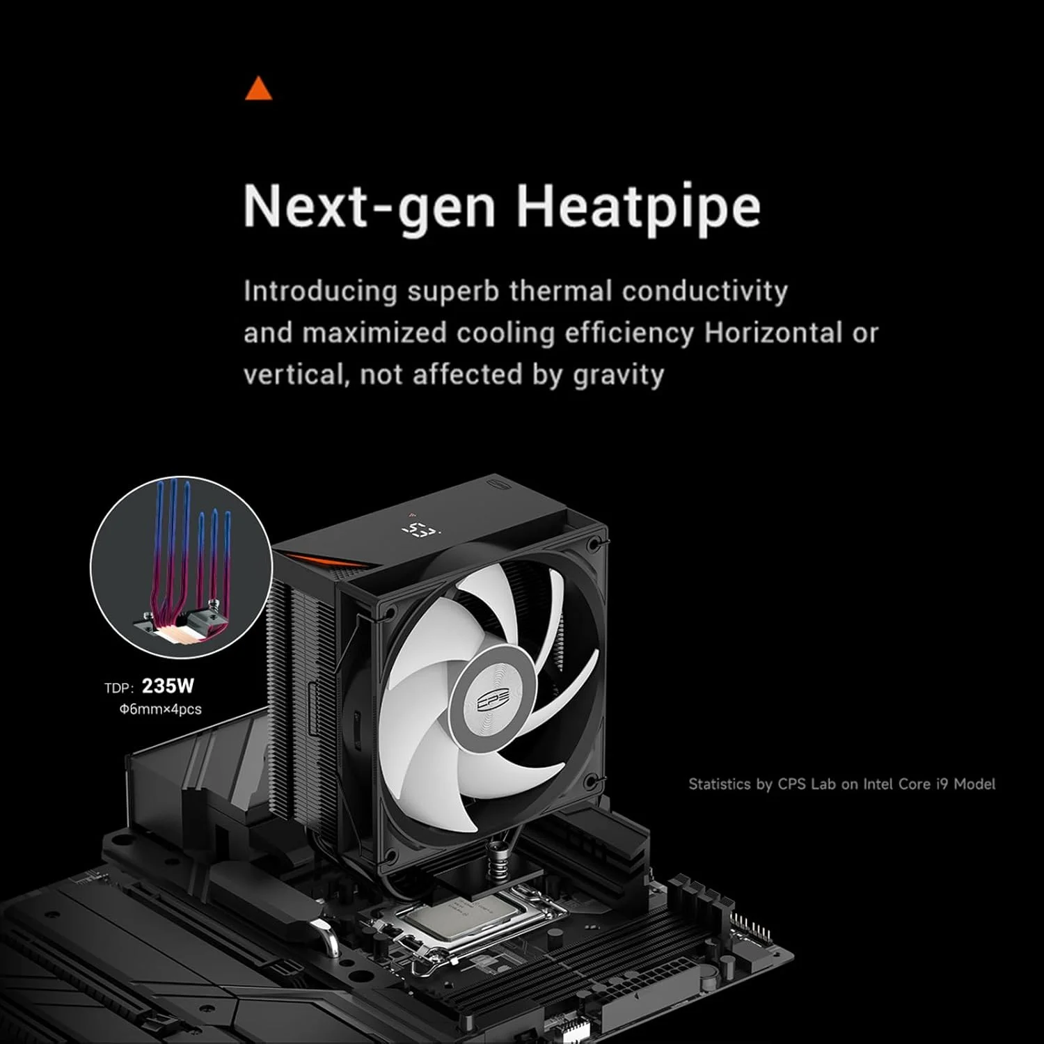 خنک کننده بادی پردازنده PCCOOLER با نمایشگر دیجیتال، نسخه ARGB، 4 لوله حرارتی، خنک کننده برجی بی صدا با عملکرد بالا، LGA 115X/1200/1700/1851، AM4/AM5 (CPS RT400 Digital ARGB BK)