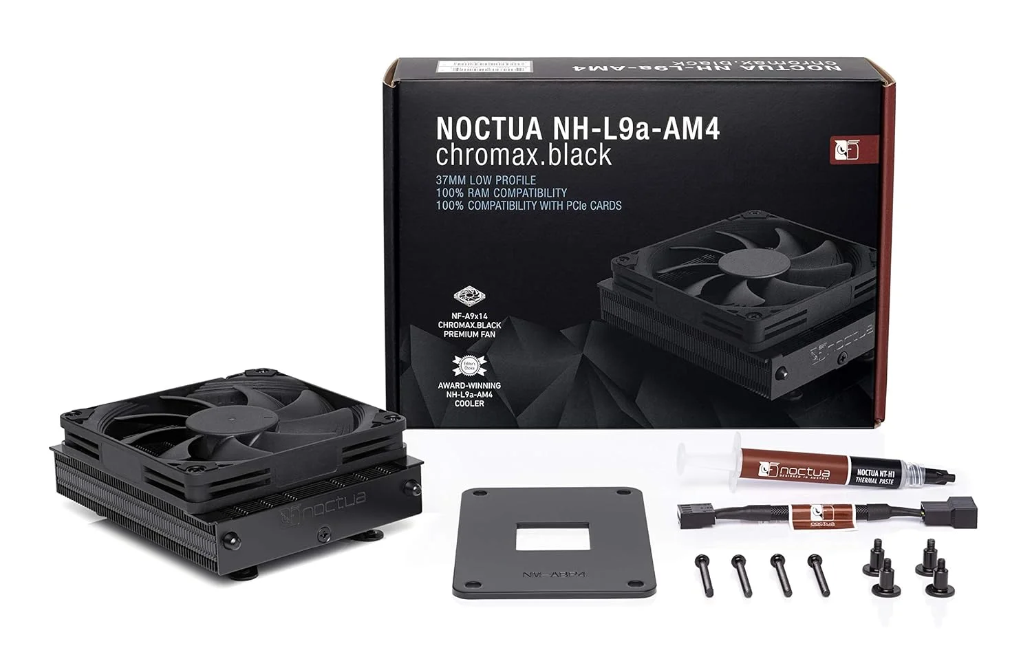 خنک کننده پردازنده کم ارتفاع Noctua NH-L9a-AM4 chromax.Black برای AMD AM4 (مشکی)