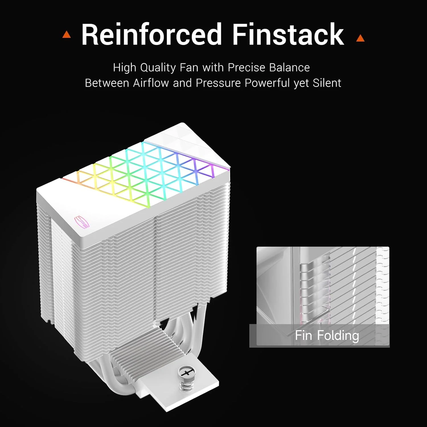 خنک کننده پردازنده بادی PCCOOLER CPS R400 ARGB، دارای 4 لوله حرارتی نسل جدید، فن 92 میلی متری ARGB با کنترل PWM با سرعت 2200 دور در دقیقه، توان حرارتی 180 وات، برای AMD AM4/AM5/Intel LGA 115X/1200/1700/18XX سفید