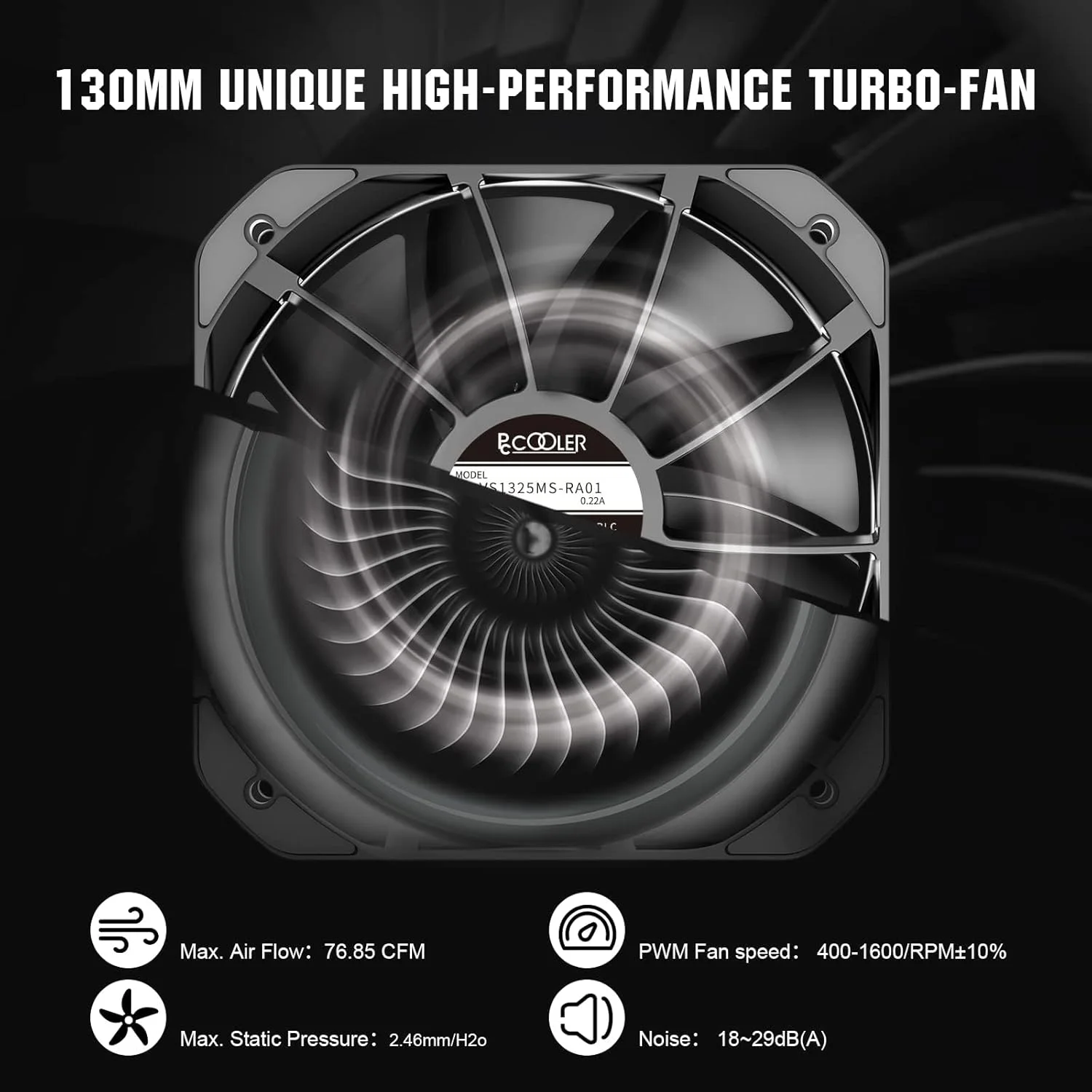 خنک کننده پردازنده PCCOOLER CPS K6، خنک کننده هوای 6 لوله حرارتی ضد جاذبه 250 وات، فن های توربو PWM 130 میلی متری، خنک کننده هوای پردازنده برای AMD AM4 AM5/ Intel LGA 1700/115X/1200، فن خنک کننده پردازنده 6 لوله حرارتی مشکی