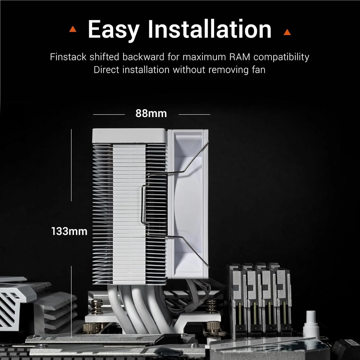 خنک کننده پردازنده بادی PCCOOLER CPS R400 ARGB، دارای 4 لوله حرارتی نسل جدید، فن 92 میلی متری ARGB با کنترل PWM با سرعت 2200 دور در دقیقه، توان حرارتی 180 وات، برای AMD AM4/AM5/Intel LGA 115X/1200/1700/18XX سفید