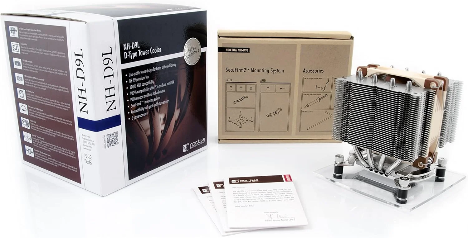 خنک کننده پردازنده ممتاز Noctua NH-D9L با فن 92 میلی متری NF-A9 (قهوه ای) برای رایانه های رومیزی