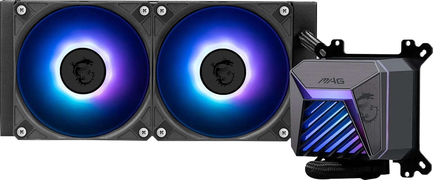خنک کننده مایع پردازنده MSI MAG CORELIQUID A15 240 - رادیاتور 240 میلی متری - سازگار با LGA 1851 - دو فن 120 میلی متری PWM ARGB، مشکی