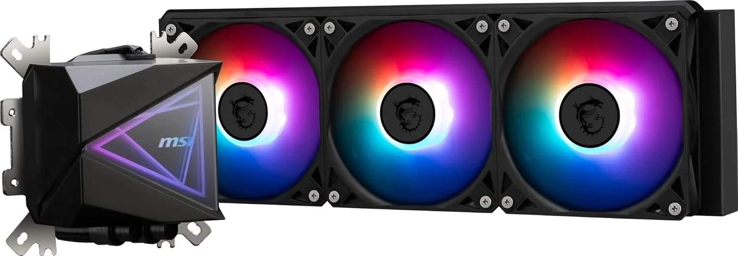 خنک کننده مایع پردازنده MSI MAG CORELIQUID I360 AIO - صفحه سرد مسی بزرگ شده، بلاک ARGB و فن های LDB، بلاک آب دو محفظه ای، رادیاتور جریان تقسیم شده، پشتیبانی از Mystic Light - سازگار با Intel و AMD