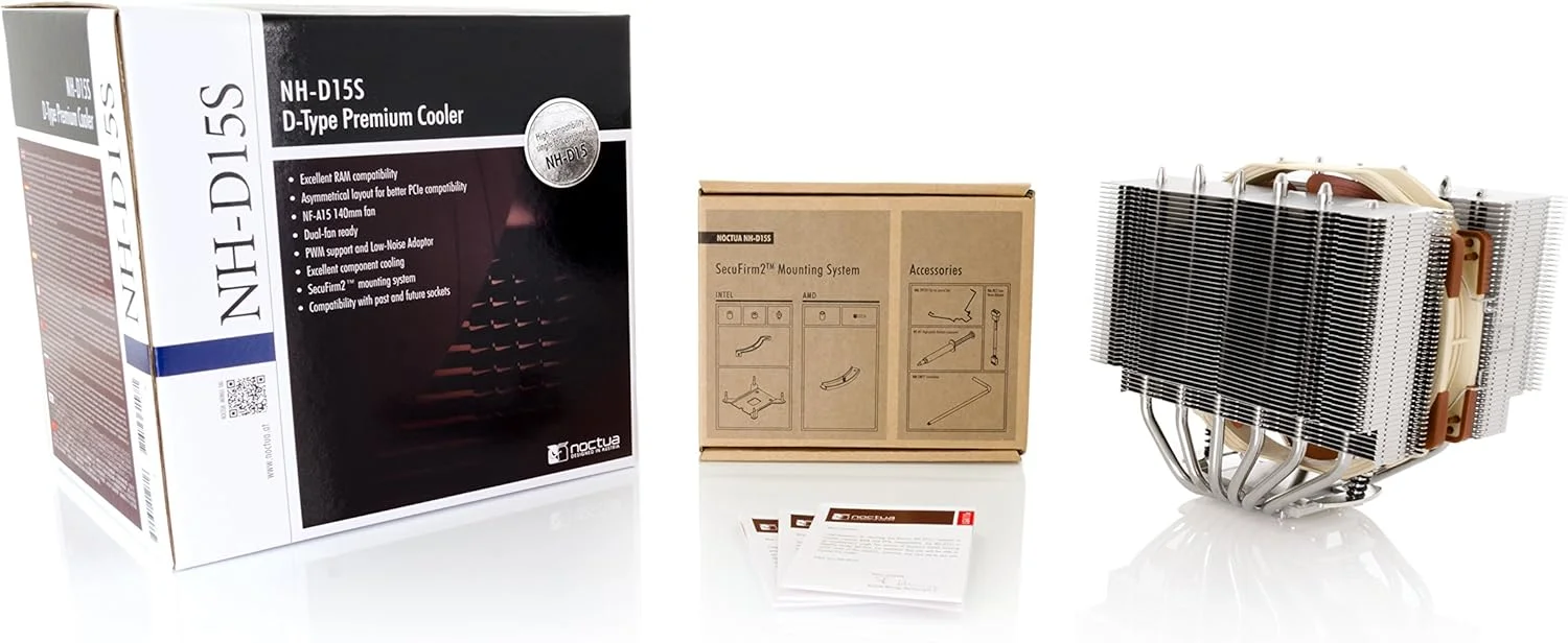 خنک کننده پردازنده دو برج ممتاز Noctua NH-D15S با فن 140 میلی متری NF-A15 PWM (قهوه ای) خنک کننده پردازنده دو برج ممتاز Noctua NH-D15S با فن 140 میلی متری NF-A15 PWM (قهوه ای)