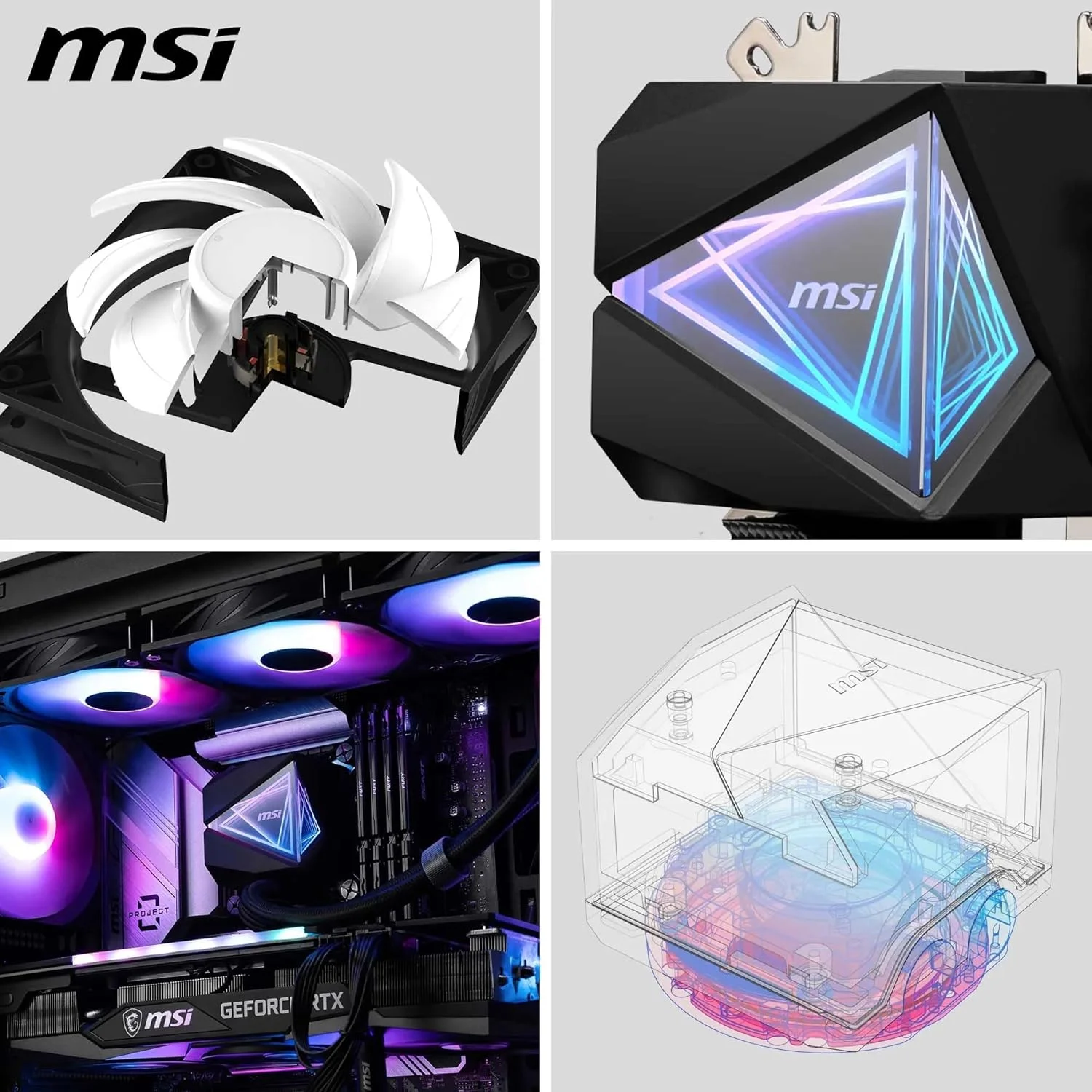 خنک کننده مایع پردازنده MSI MAG CORELIQUID I360 AIO - صفحه سرد مسی بزرگ شده، بلاک ARGB و فن های LDB، بلاک آب دو محفظه ای، رادیاتور جریان تقسیم شده، پشتیبانی از Mystic Light - سازگار با Intel و AMD