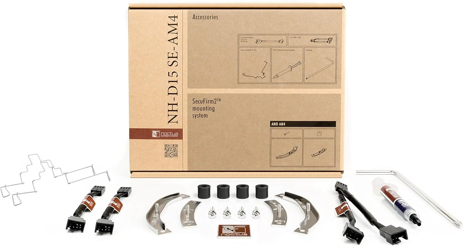 خنک کننده پردازنده دو برج ممتاز Noctua NH-D15 SE-AM4 برای AMD AM4 (قهوه ای)