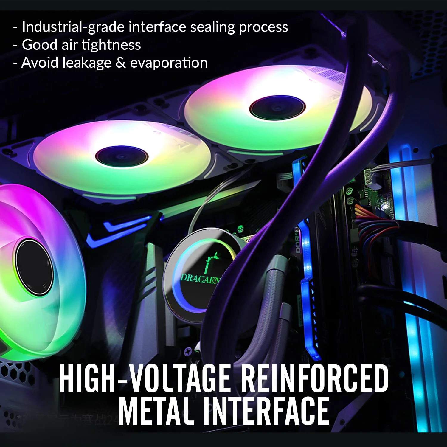 خنک کننده مایع پردازنده Dracaena.io 120mm AIO – فن ARGB PWM بی صدا، پمپ بلبرینگ هیدرولیک و رادیاتور آلومینیومی – خنک کننده مایع جمع و جور برای Intel LGA1700/1200/115X/2011/2066 و AMD AM5/AM4/AM3/FM2 Ryzen، مشکی