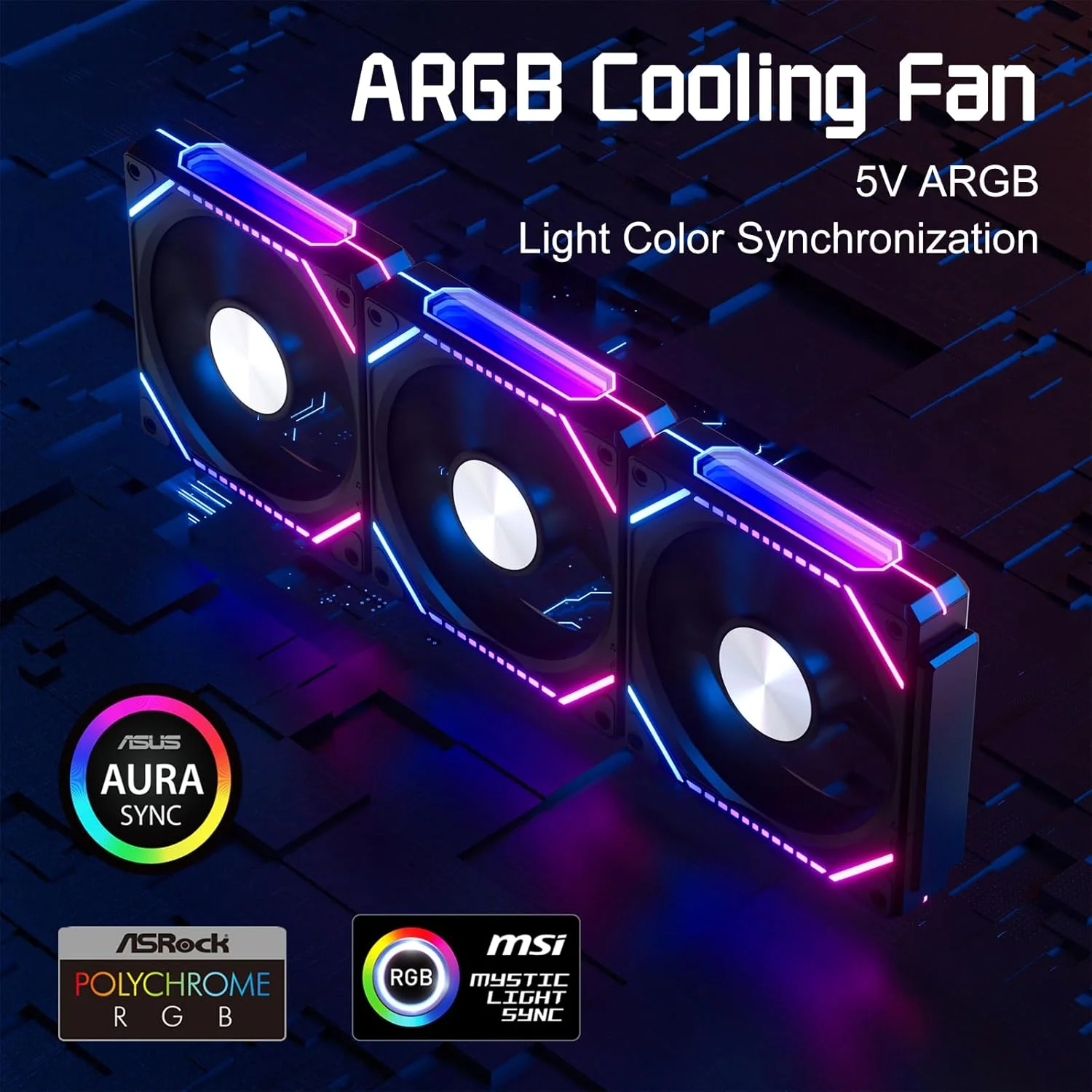 فن کیس بی سیم DS مدل 360، فن 120 میلی متری LED سازگار با ASUS Aura و MSI Mystic Light برای کیس کامپیوتر، خنک کننده پردازنده کامپیوتر، سیستم خنک کننده مایع (3 فن، سری KA)