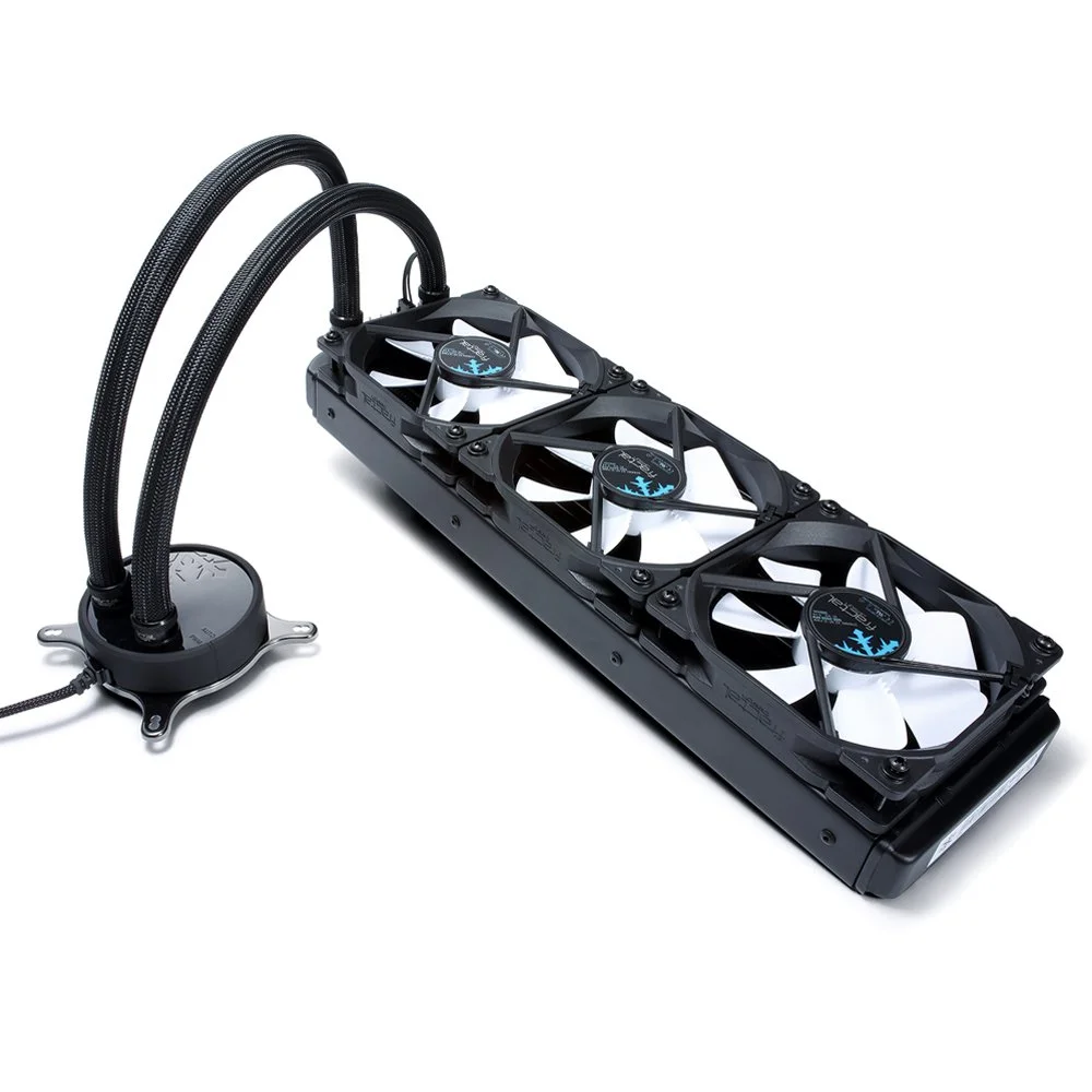 خنک کننده مایع پردازنده Fractal Design Celsius S36 با رادیاتور 360 میلی‌متری - خنک‌کننده بی‌صدا - PWM - کنترل‌های هوشمند - شامل 3 عدد فن بی‌صدا Fractal Design Dynamic X2 PWM GP-12 120 میلی‌متری - اتصال 1/4 اینچی - مشکی