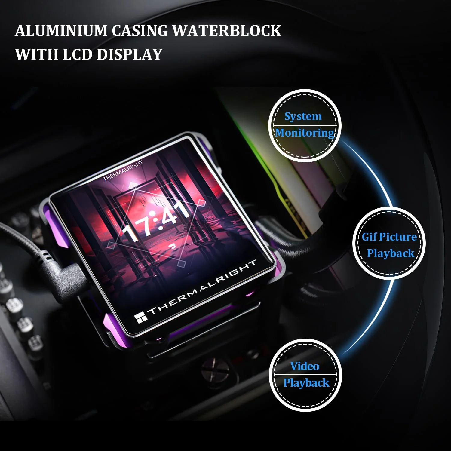 خنک کننده مایع پردازنده Thermalright Elite Vision 360 ARGB BLACK AIO، صفحه نمایش IPS LCD با رزولوشن 320*320، برای AM4/AM5/Intel LGA1700/1851، صفحه نمایش LCD مغناطیسی 2.73 اینچی برای تصاویر، خنک کننده PC مشکی