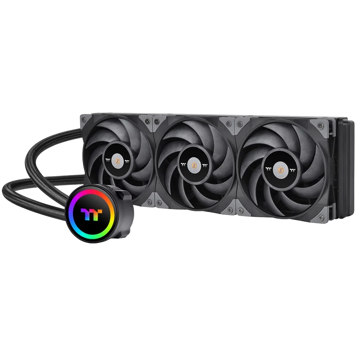 خنک کننده مایع پردازنده Thermaltake TOUGHLIQUID 360 ARGB با قابلیت همگام سازی با مادربرد، سازگار با AMD (AM5/AM4) / Intel (LGA 1700/1200)، رادیاتور 360 میلی متری با بازدهی بالا مدل CL-W321-PL12BL-B، مشکی