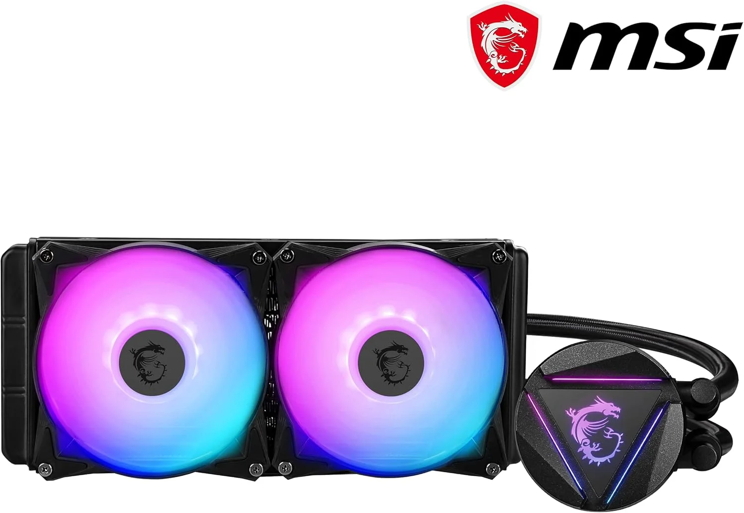 خنک کننده مایع پردازنده MSI MAG CORELIQUID 240R V2 AIO - دارای بلوک ARGB چرخشی، پمپ رادیاتور یکپارچه، خنک کننده آبی جریان شکافته، لوله های ضد تبخیر، نصب آسان - سازگار با AMD و Intel