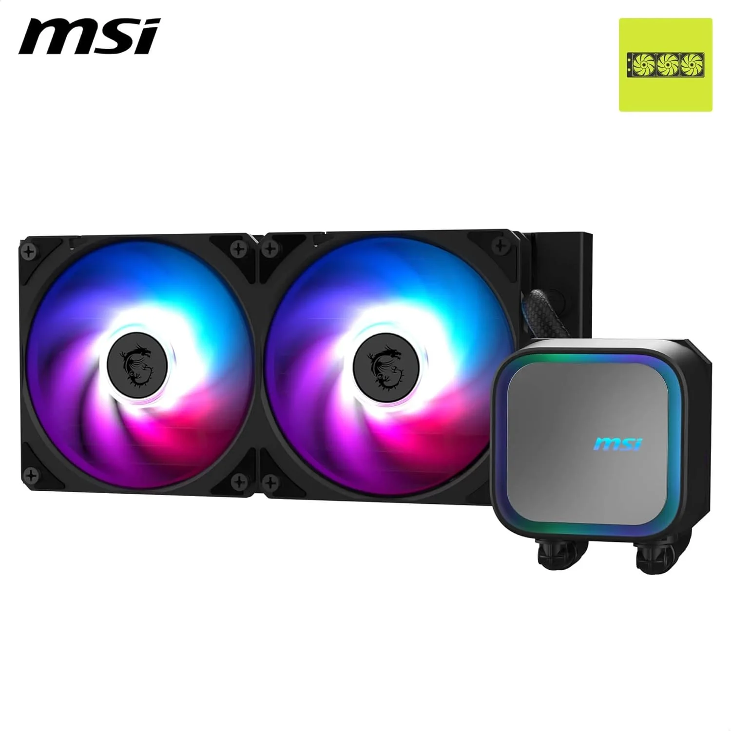 خنک کننده مایع پردازنده MSI MAG CORELIQUID A13 240 AIO - پوشش کامل پردازنده، طراحی بهبود یافته کانال آب، مینیمالیسم و نورپردازی، فن های CycloBlade 7، رادیاتور جریان شکافته، فن های با بلبرینگ تفنگی