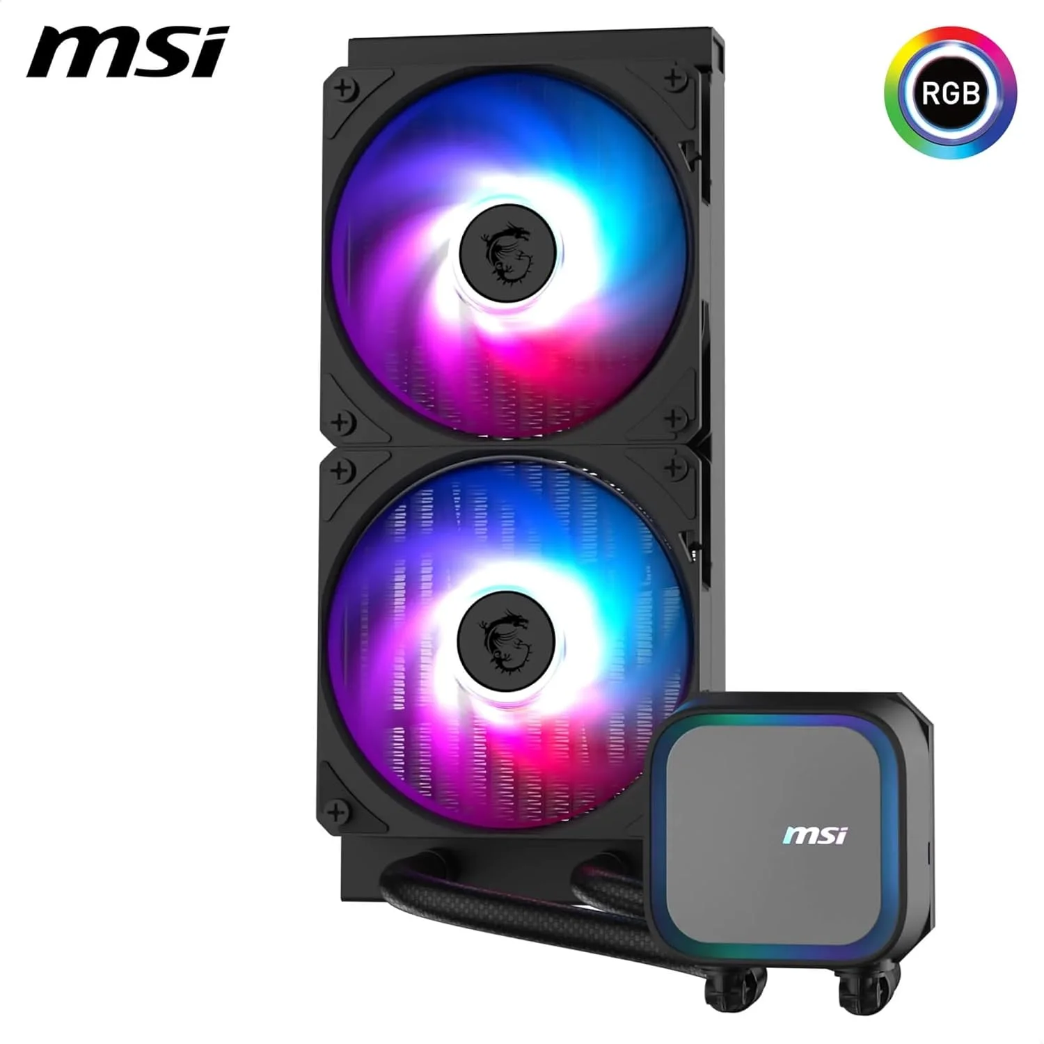 خنک کننده مایع پردازنده MSI MAG CORELIQUID A13 240 AIO - پوشش کامل پردازنده، طراحی بهبود یافته کانال آب، مینیمالیسم و نورپردازی، فن های CycloBlade 7، رادیاتور جریان شکافته، فن های با بلبرینگ تفنگی