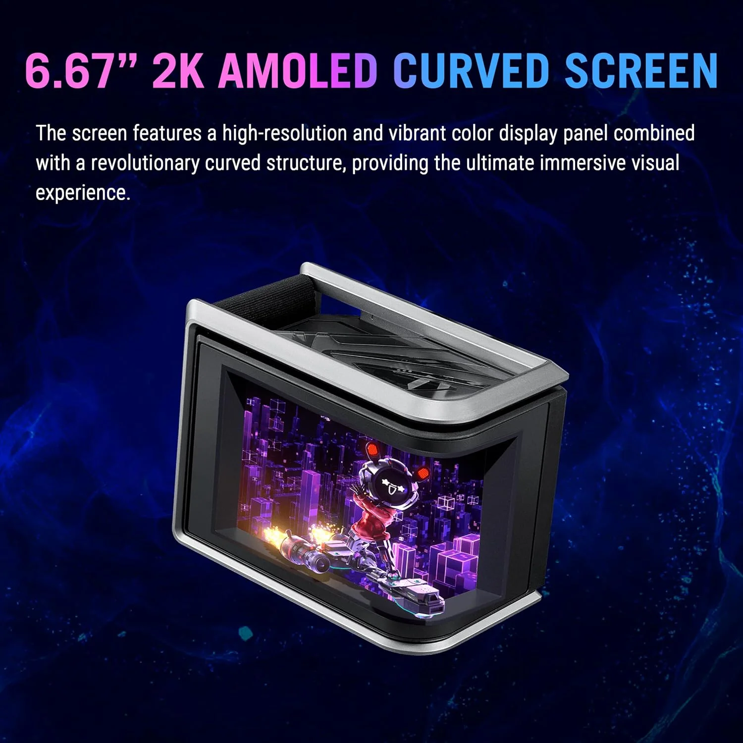 خنک کننده مایع پردازنده ASUS ROG RYUO IV SLC 360 ARGB با لوله های کوتاه شده برای زیبایی بیشتر، دارای صفحه نمایش منحنی 6.67 اینچی AMOLED با قابلیت پخش ویدیوهای سه بعدی یا نمایش اطلاعات سیستم